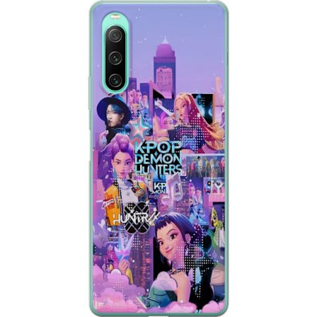 Kompatibelt Mobilskal till Sony Sony Xperia 10 IV KPop Demon Hunters födelsedagstema med neon Glad födelsedag och karaktärer i festlig energi och f