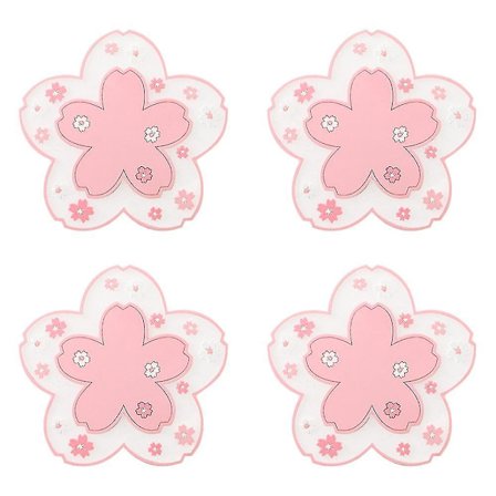 Søte Rosa Drikkestativ, Morsomme Silikonunderlag For Trebord, Blomster Skrivebordskoppmatte