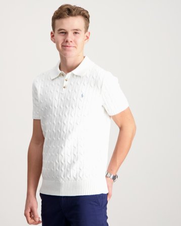 Polo Ralph Lauren Cable-Knit Cotton Polo-Collar Sweater Beżowy Koszulki polo Chłopiec - Kids Brand Store