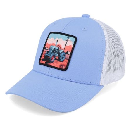 Kiddo Cap - Blå trucker Keps - "Kids Tractor And Clouds Patch Light Blue/White " @ Hatstore