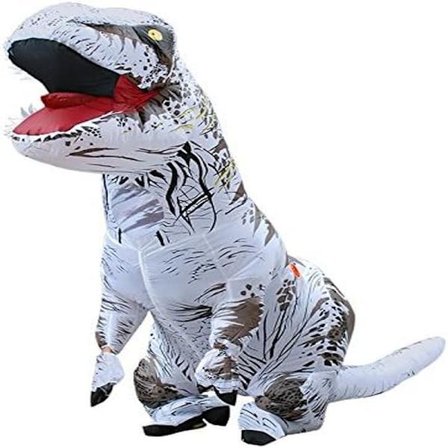 Oppustelig Dragt Dinosaurkostumer Halloweenkostume Maskerade til Voksen (Hvid)