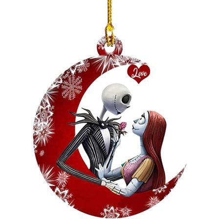 2025 Nightmare Halloween Juletræsdekoration, Sødt Jack og Sally Vedhæng, Egnet til Juletræ og Bilinteriørdekoration