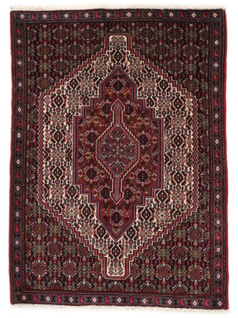 Oriental Senneh Rug 74X102 Black/Dark Red Wool, Persia/Iran