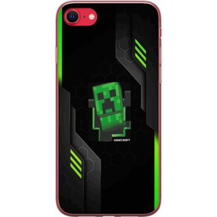 Kompatibelt Mobilskal till Apple Apple iPhone 7 Grön pixelbaserad creeperliknande spelillustration med futuriska neoninslag och mörk techbakgrund pe