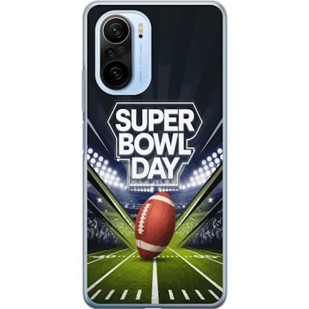 Kompatibelt Mobildeksel til Xiaomi Mi 11i Super Bowl Day plakat med amerikansk fotball på opplyst arena i dramatisk sportsdesign