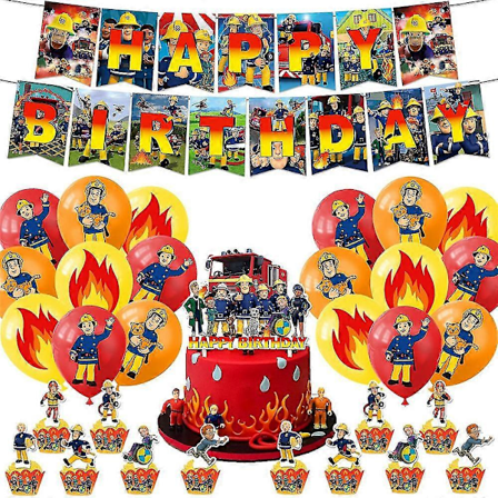 Brandmand Sam Tema Fødselsdagsfest Dekorationsartikler Banner Balloner Kagepynt Sæt Tw