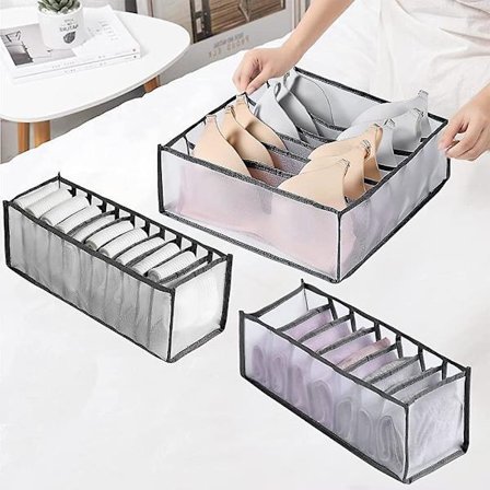 3-pak Undertøjsskuffer Organisator Foldbar Opbevaringsboks Stor Kapacitet