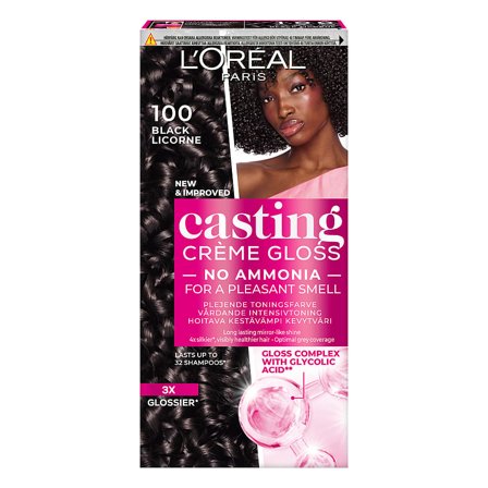 L'Oréal Paris Casting Crème Gloss Semipermanent Hårfarve 100 Black Licorice, Hår, Hårfarve, Toningsfarve