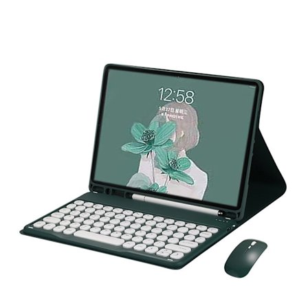 Bluetooth Tangentbordsfodral med Mus - Mörkgrön - Kompatibelt med Samsung Galaxy Tab S6 Lite 10.4 tum 2022/2020