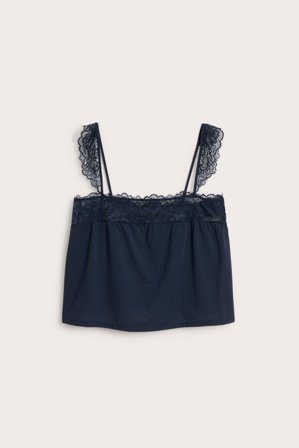 Kappahl | Koszulka z koronką Ciemnoniebieski XL | Ciemnoniebieski