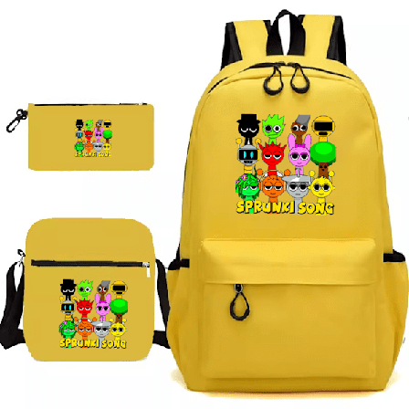 Sprunki song 3-delars set Ryggsäck Mochila Barn Väskor med Kapacitet