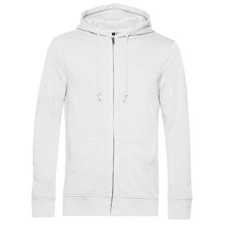 B&C Herr Zippade Hoodie S Vit, Organisk