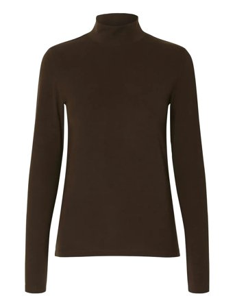 Slfmanja Ls High Neck Noos Brown Selected