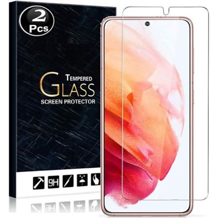Glasskärmskydd för Samsung Galaxy S21 Okrossbart härdat glas set med [X2] härdat glas