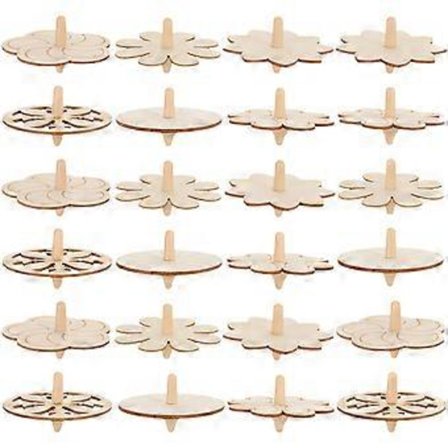 24 kpl Kannettavia hyrräleluja Hauskoja lasten hyrrä DIY Puinen hyrrä Käsittelemätön puinen hyrrä Maalaushyrrä