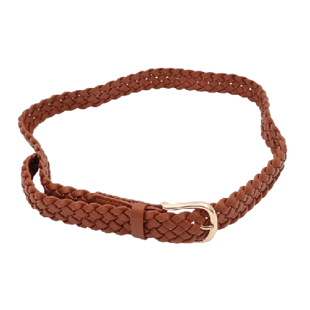 Complement Flätat Bälte I Imitationsläder, 3 Cm Skärp Dam Brun M