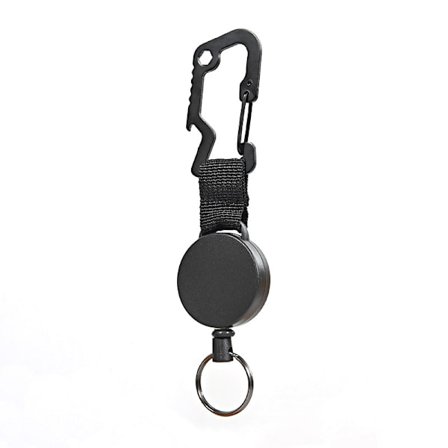 1-pakke Retractable Key Chain, Multi-Tool Karabiner Badge Holder, Svart