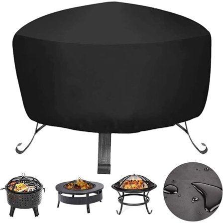 Eldstadsskydd, 210D överdrag för rund eldstad, slitstarkt, vattentätt, ventilerande Oxfordtyg eldkorg, tvättbart, svart