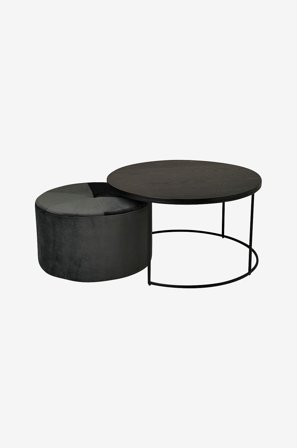 Nordic Furniture Group - Soffbord & Puff Pisa, set om 2 - Svart - Soffbord - Från Homeroom