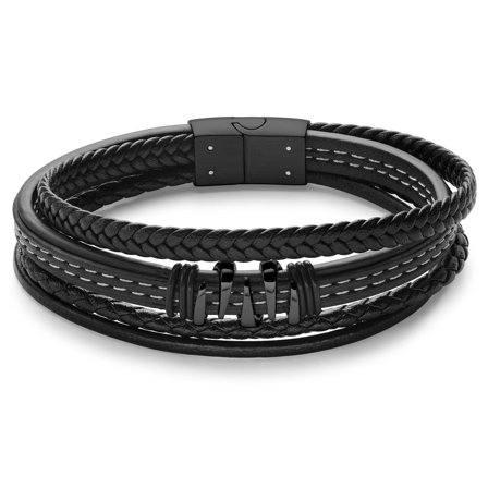 Bracelet en similicuir et acier inoxydable avec griffe de dragon noir pour hommes - Bracelets en cuir - pour Hommes - Lucleon