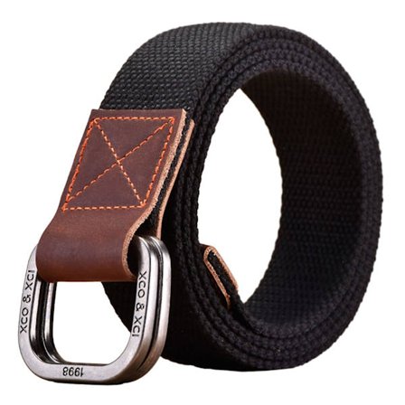 Dame Herre Dobbelt Ring Spænde Lærredsbælte Simpel Afslappet Alsidig Ungdom Cargo Taljebånd Udendørs Sport Jeans Tilbehør