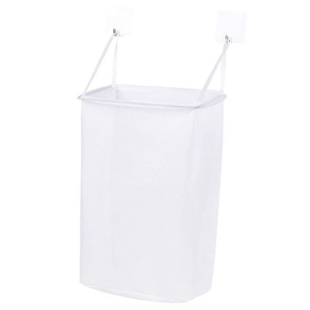 Vægmonteret Tøjkurv til Hjemmet - Beskidt Tøj Opbevaringskurv Hvid Organizer Legetøj Mesh Badeværelse Tøj Opbevaringskurve