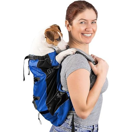 Hunde ryggsekk, justerbar bærbar hunde ryggsekk, ventilert kjæledyr ryggsekk, kjæledyr ryggsekk for utendørs klatring gåing(s, blå)
