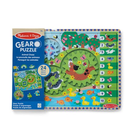 Wooden Gear Puzzle Animal Chase I-Spy