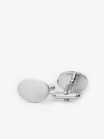 John Henric Men's Silver Cufflinks Oval Size Onesize