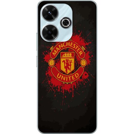 Kompatibelt Mobildeksel til Xiaomi Xiaomi Redmi 13 Manchester United logo i rød og gul farge med røff sportslig bakgrunn