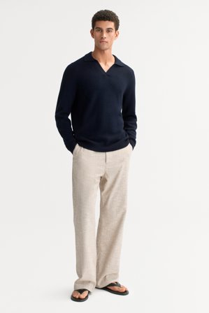 Soft Goat - Men's Polo Shirt - Men cashmere sweater - L - Navy