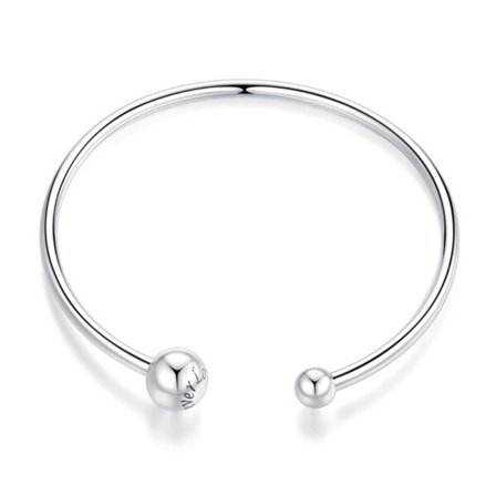 Silver Bangle 925 Sterling Silver Grådad Pärlor Armband