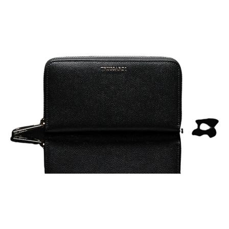 Trussardi ARound zip portfolio in hammer veal , Zwart , Dames , Maat: ONE Size Portefeuilles