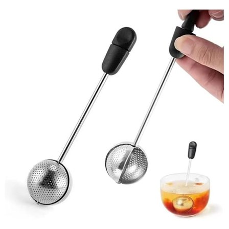 2 stk. tilfældig farve Langt Håndtag Twist Te-kugle, Te-kugle Si til Løs Te, Genanvendelig Løsbladet Te Si Rustfrit Stål til Kop og Tekande