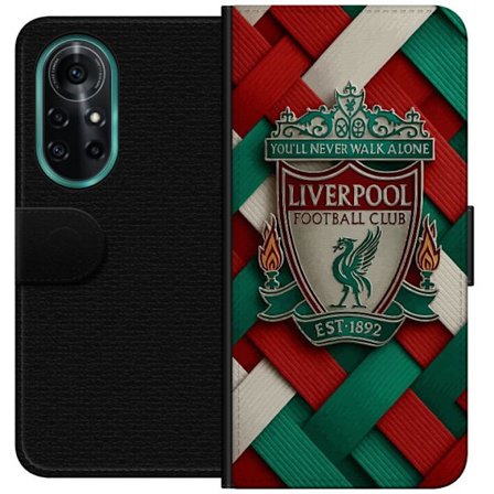 Kompatibelt Plånboksfodral till Huawei Huawei nova 8 Pro Liverpool Football Club-emblem med You'll Never Walk Alone i kraftfull grafisk design för p