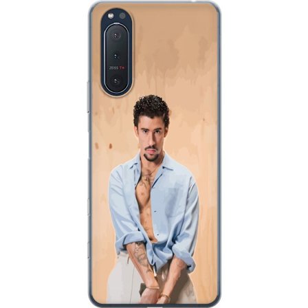 Yhteensopiva Puhelinkuori Sony Xperia 5 II Bad Bunny Super Bowl-inspiroima grafiikka, jossa NFL-trofe ja San Franciscon silta urheilusuunnittelussa