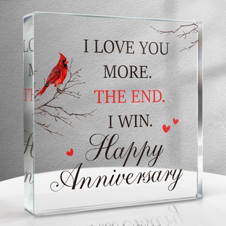 Jubilæums Cardinal Bryllupsgaver til Kvinder Mænd, Hende Par Kone Mand Kæreste Kæreste, Firkantet Akryl Bordplade til Hjemme- eller 