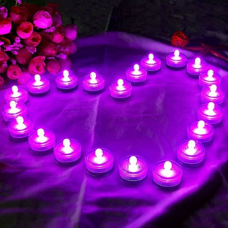 12 stk. Senkbare LED-lys, Rosa Vanntett Flammeløs Lys T