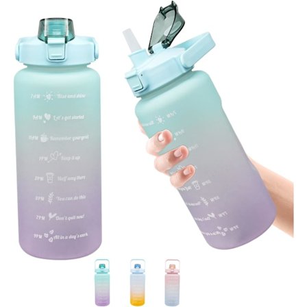 2L Vannflaske, BPA-fri, Lekkasjesikker Vannflaske med Motivasjon