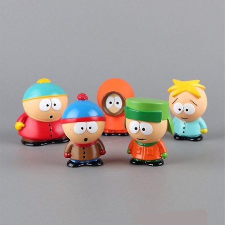 South Park tegneseriefigurer figurleker sett med 5, skrivebords mini figurer bil ornament dekorasjoner gjennomsnittlig størrelse 2,4" db