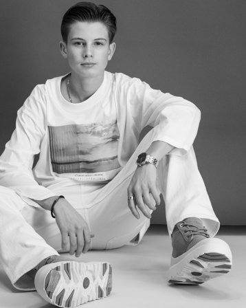 Calvin Klein SHIFTED PICTURE LS T-SHIRT Wit T-shirts Jongens - Kids Brand Store