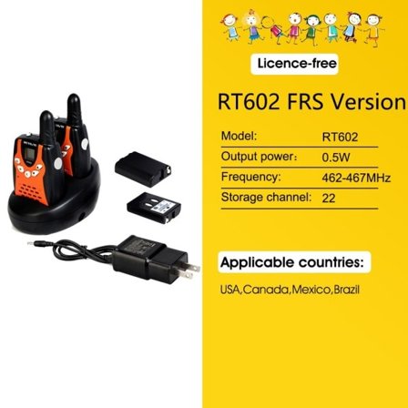 Walkie Talkie Lapset Retevis RT602 Ladattava 2kpl 0,5W Lapset's Radio Akulla
