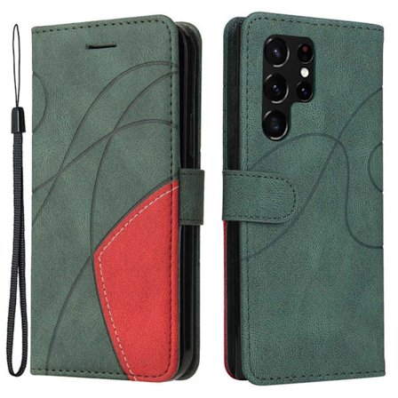 Teksturoitu nahkakotelo hihnalla Samsung Galaxy S23 Ultra - Vihreä