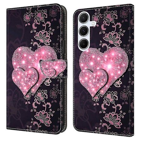 Til Samsung Galaxy A16 5G 4G Etui 3D Mønster PU Læder Wallet Telefon Cover med Støttefod - Blonde Hjerter