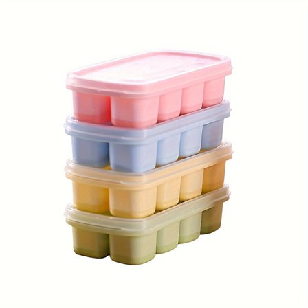 4 st, Isform, Silikon Isform, Multifunktionell Hushållschokladform Med Avtagbart Lock, Stapelbara Isbrickor Med Lock För Frys