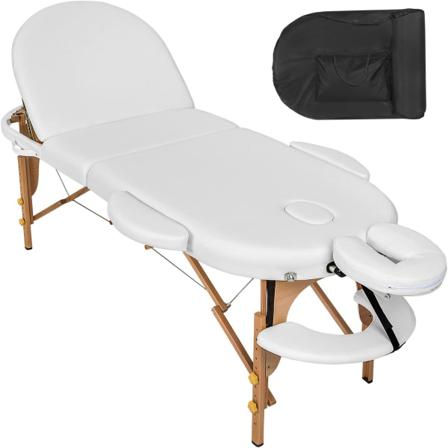 Tectake 3-zons Massagebänk Sawsan Oval Med 5 Cm Stoppning, Hjul Vit