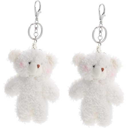 Blød Bamse Nøglering Tegneserie Nøgleringe til Drenge og Piger Plysdyrsnøgleringe Fluffy Materiale