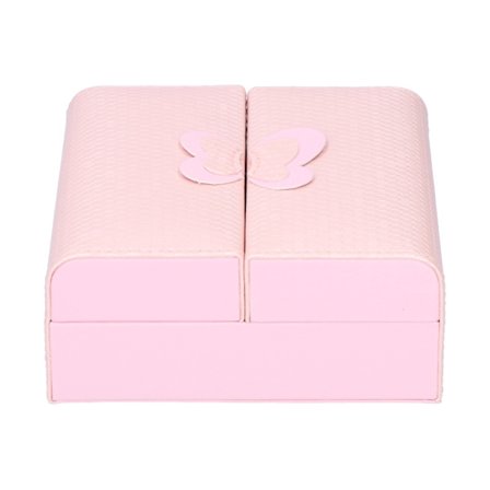 Smykkeæske Fashionable PU Læder Halskæde Vedhæng Ørering Organizer Display Case 15x15x6.5cmPink