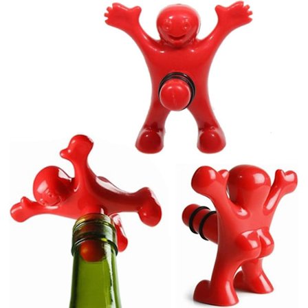 Glad Man Flasköppnare Vinflaskestopper - Vinflaskeöppnare - Ölöppnare - Gag Gift - 3-i-1