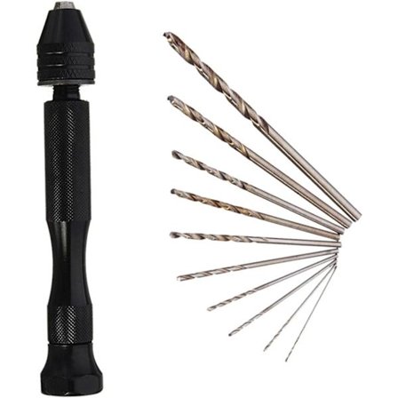 10 stk. Profesjonell svart håndbor med spiralbor Mini roterende verktøy for smykker